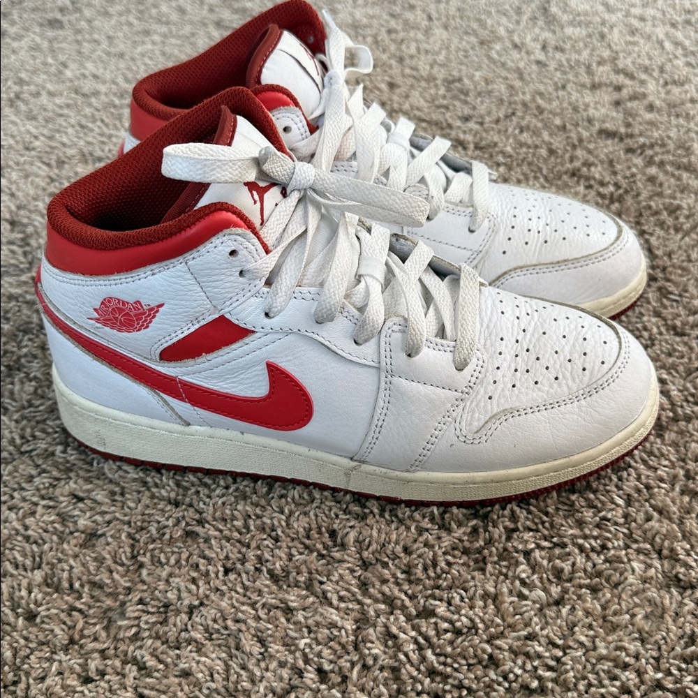 Nike Red and White Jordans No Box Boys Size 6